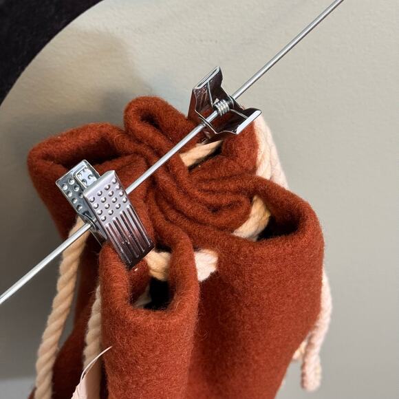 Hudson's Bay Drawstring Bag Burnt Orange Wool Storage Beach Travel Lined NWT - Picture 6 of 9